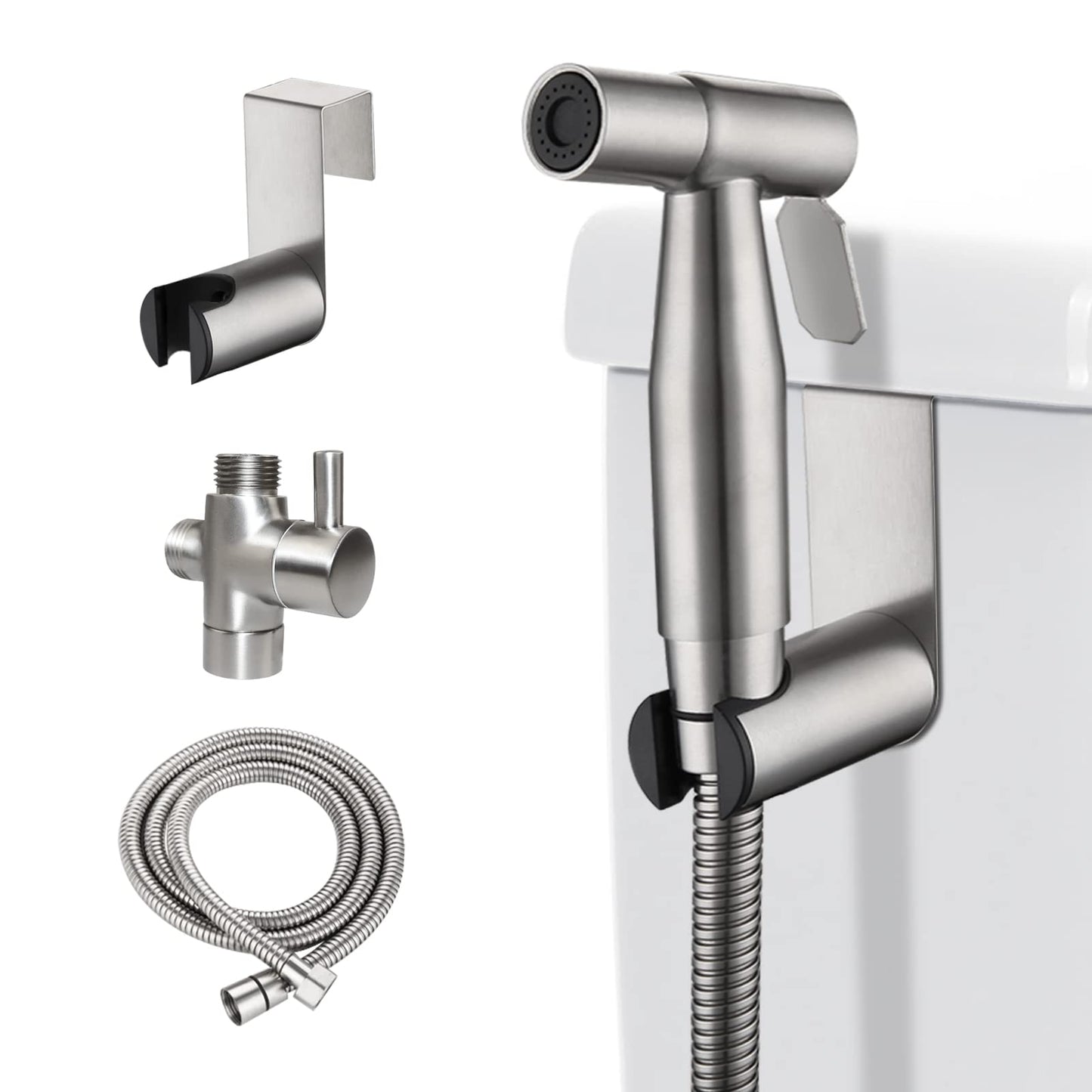 [DELETE] Bidet wall spray kit for toilet, hand sprayer WC attachment stainless steel for pet bath/personal hygiene/bathroom (silver)