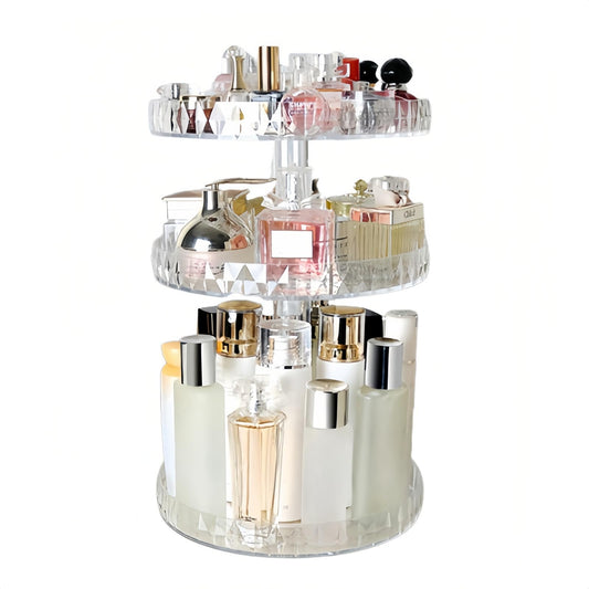 SLHEQING Makeup Organizer, 360 Degree Rotating Cosmetic Organizer, Multifunctional Makeup Organizer Bathroom Skincare Organizer Acrylic Vanity Organizer