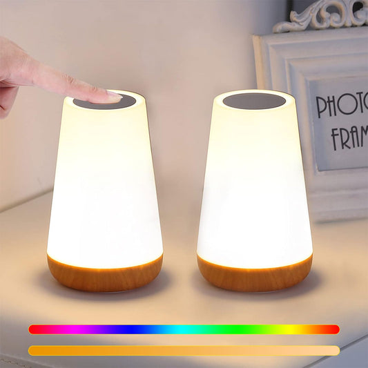 Lightess Dimmable Bedside Lamp 2 Pack Table Lamp Dimmable RGB Touch Smart Night Light Mood Light 13 Colors & Color Changing for Kids Room Bedroom Living Room Study Room etc.