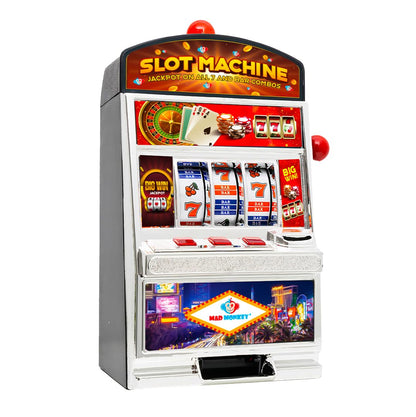 Slot Machine XL, one-armed bandit in game machine design with lights and sounds, coin-operated game machine for kids and adults, casino machine for real money.
