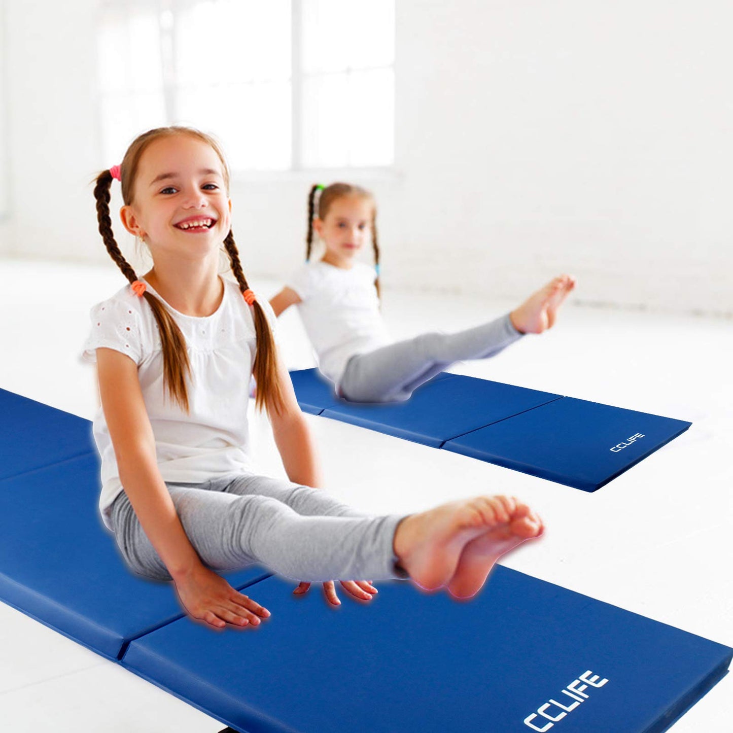 CCLIFE 180x60x5cm Folding Soft Floor Mat Workout Mat Gymnastics Mat Non-Slip Sports Mat Play Mat, Color: Blue. Thickened PU leather surface