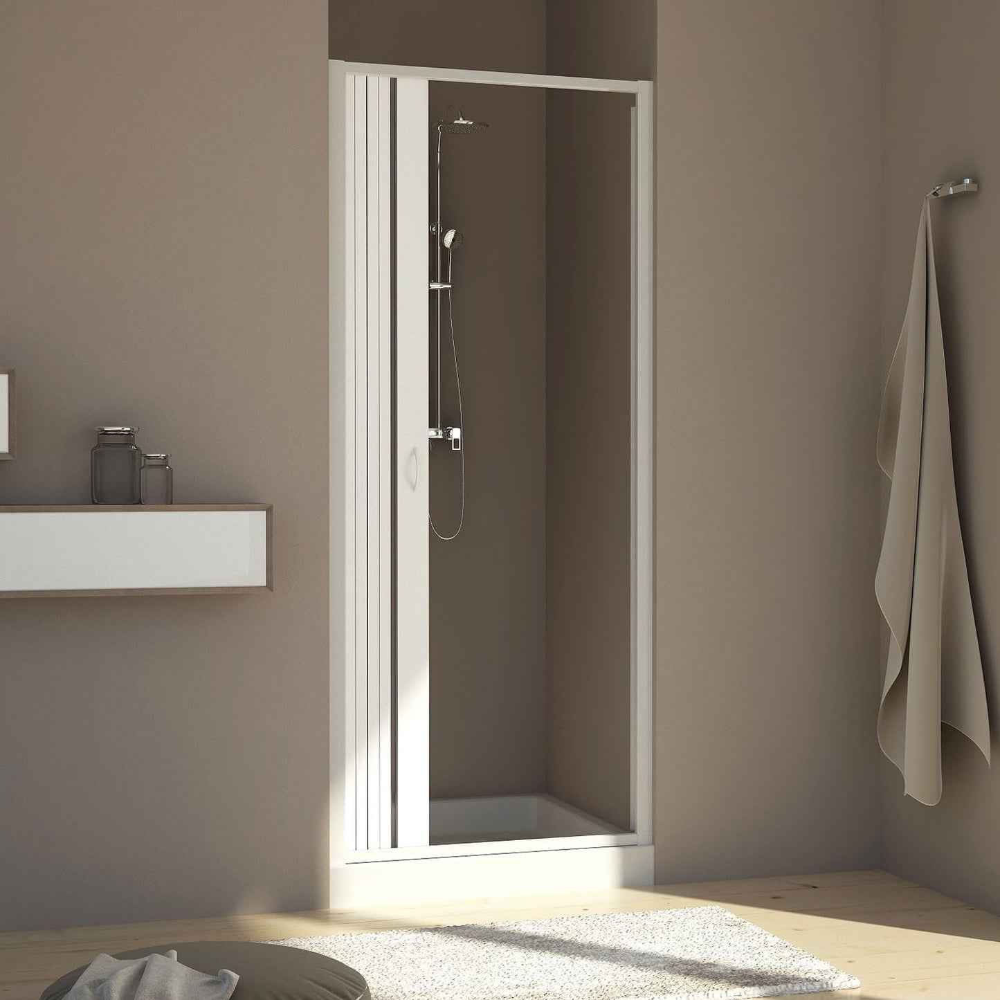 Strong PVC shower door 60 cm H185 mod. Aura Side