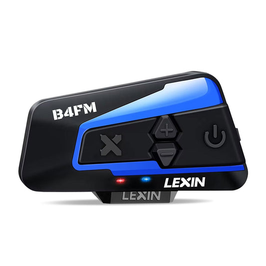LEXIN B4FM Motorcycle Intercom, Helmet Headset for up to 10 riders with 2000m range, DSP and CVC noise cancellation Motorcycle Helmet Communication System with music sharing function.