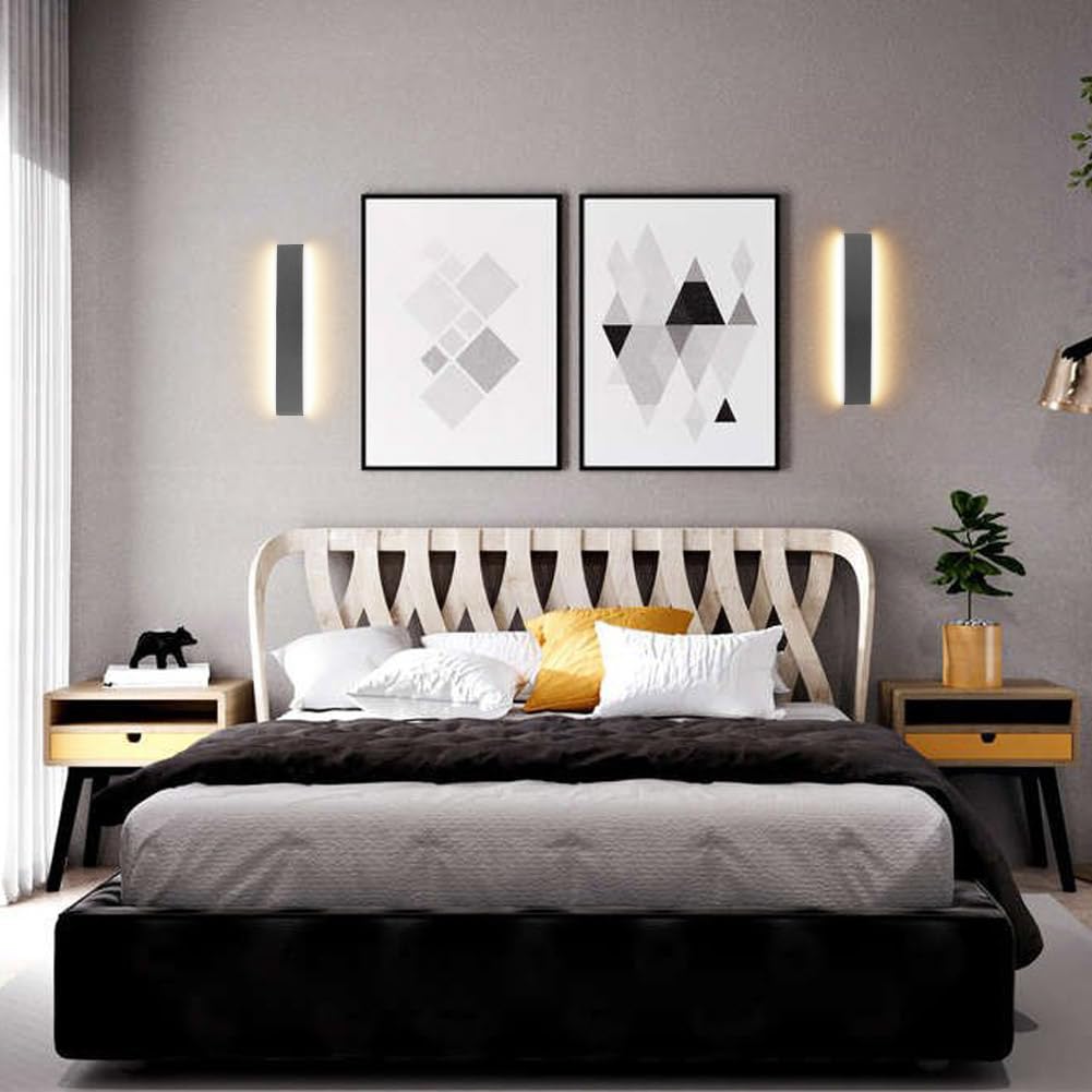 Klighten wall lamp, 16W, modern indoor wall lighting, 51cm, up and down wall light indoors, warm white 3000K for bedroom, living room, stairs, and bathroom, black.
