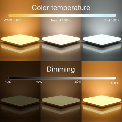 IEGLED LED ceiling light dimmable RGB color changing, 24W 2400LM LED ceiling lamp dimmable with remote control, LED bulb RGB, IP54 bathroom light living room light children's room light hallway light 28x28x4.8cm