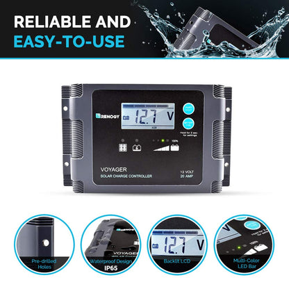 Renogy 200-Watt solar panel, 12 volts, portable with waterproof 20A charge controller, foldable 100W solar suitcase with adjustable stand, solar charger for power stations, RVs, camping, and...