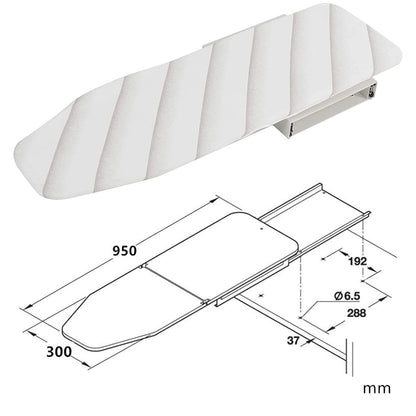uyoyous Pull-Out Ironing Board 180° Rotatable Drawer Sliding Ironing Table Foldable Built-in Ironing Board with Heat-Resistant Cover for Closet Living Room Laundry Room 95.6 x 30 cm