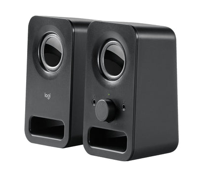 Logitech Z150 PC Speakers, Stereo Sound, 2 speakers, 6 watts peak power, 3.5mm input, control on the right speaker, headphone jack, EU plug, for PC/TV/phone/tablet - Black