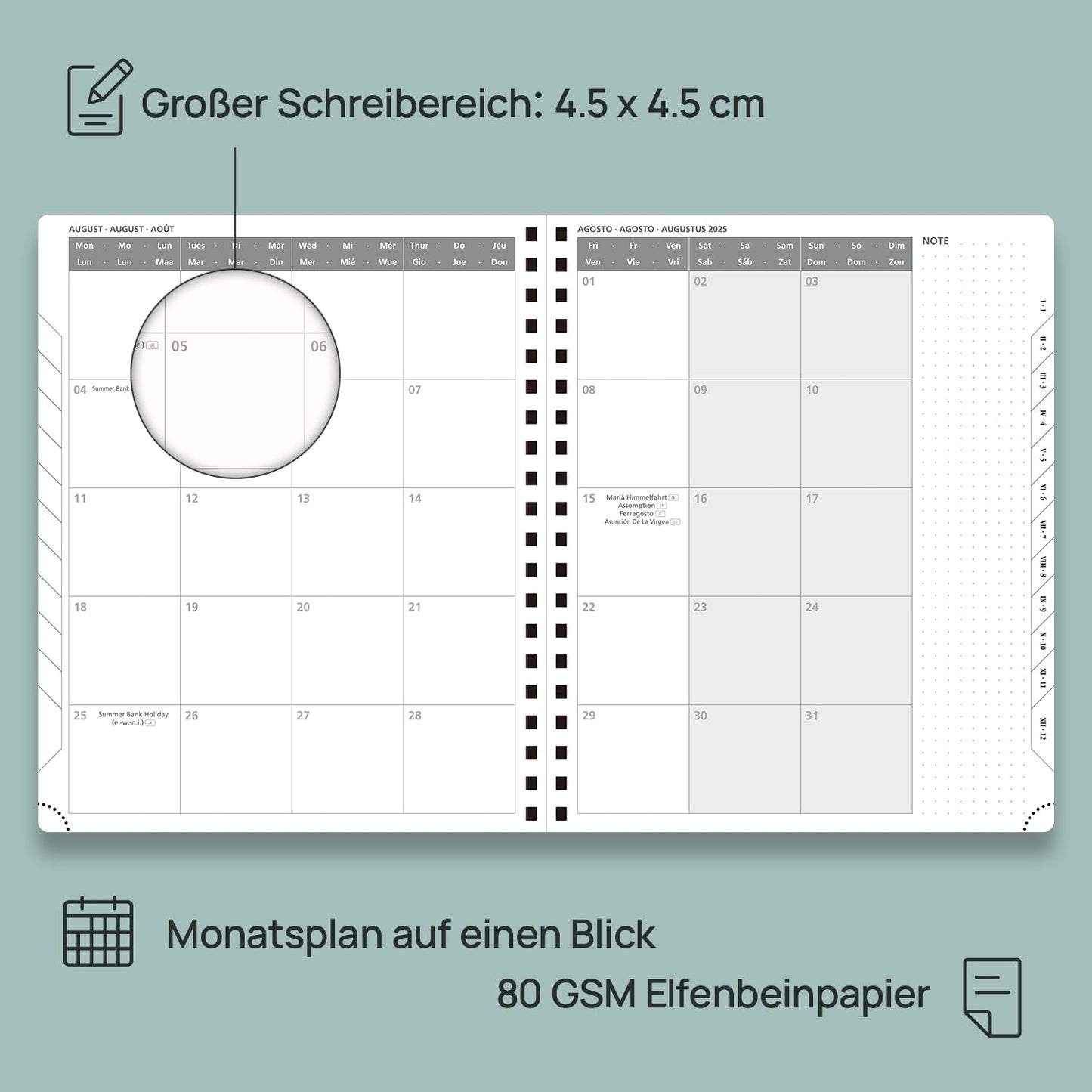 POPRUN Calendar 2025 2026 Book Calendar Notebook (Aug. 2025-Dec. 2026), approx. A4 (26.5 x 21.5 cm), planner, weekly planner ring binder with softcover, certified paper - soft pink.
