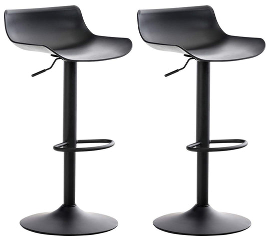 CLP 2er Set Barstools Aveiro with plastic seat I Adjustable counter stool I Counter stool with trumpet base, Color: black