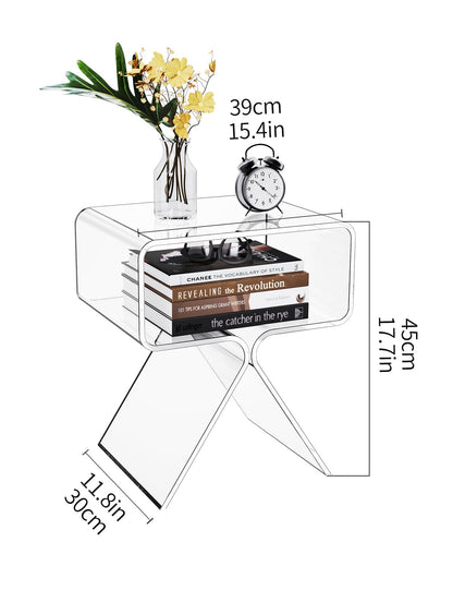 solaround Solarium Acrylic Nightstand End Table Modern Design Clear Home Decor Display Side Table (Transparent), 39*39*45CM, S-ZZXCTG01001