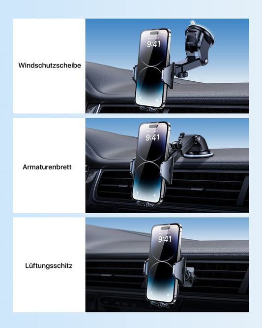 andobil Car Phone Holder [2024 Latest Suction Cup] 3 in 1 Suction Cup & Vent Holder Universal Car Mount Accessory for iPhone 16 Pro Max 15/14/13/12/11 Samsung Galaxy S24 Ultra/S23/S22 etc.