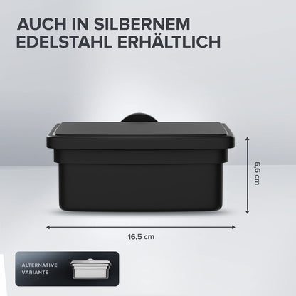 Ovimar moist wipes box with lid Malmoya | in elegant black powder-coated stainless steel | for drilling | So that cosmetics wipes always stay fresh thanks to the moist wipes storage box.