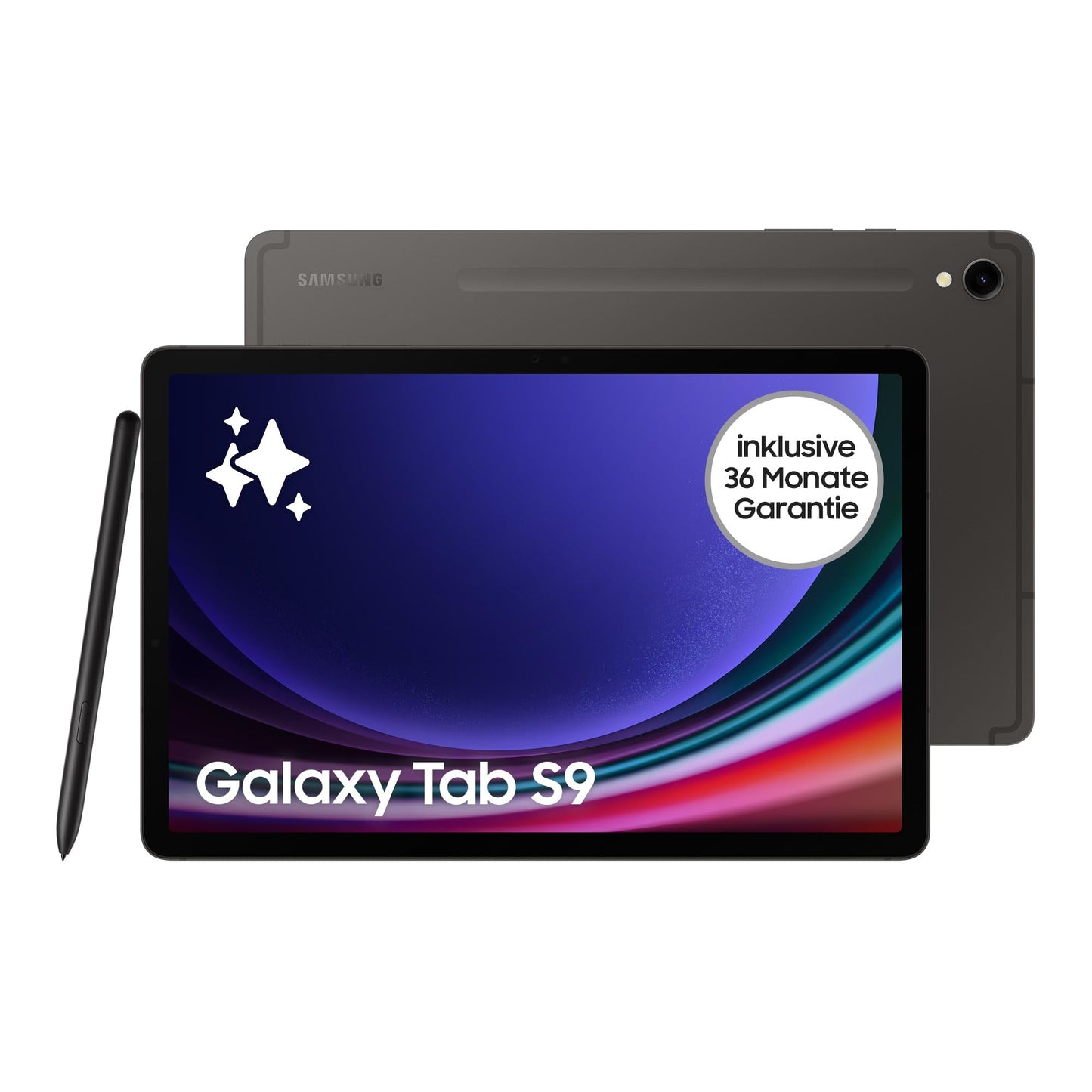 Samsung Galaxy Tab S9 AI-Android tablet, Wi-Fi, 128GB/8GB RAM, MicroSD card slot, includes S Pen, unlocked without contract, Graphite color, includes 36 months manufacturer warranty [Exclusive on Amazon].