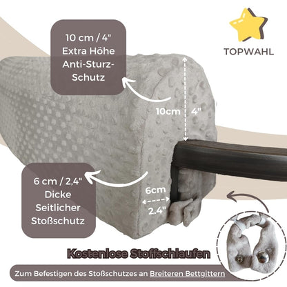 Wonder Space Bed Rail Guard for Kids Beds, Bed Rail Padding Bumper - Anti-Collision | Increased Height | Fall Prevention, Easy Installation Safety Universal Fit (Gray, 90cm)