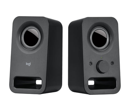 Logitech Z150 PC Speakers, Stereo Sound, 2 speakers, 6 watts peak power, 3.5mm input, control on the right speaker, headphone jack, EU plug, for PC/TV/phone/tablet - Black