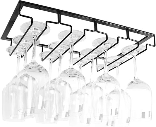Amoyeri Glass Holder Stainless Steel Wine Rack Glass Holder with 4 Rows for 12 Glasses for Bar, Kitchen, Café