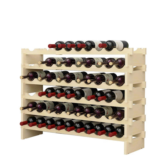 SogesHome wine rack, stackable, 6-tier storage for 60 bottles. Made of wood.