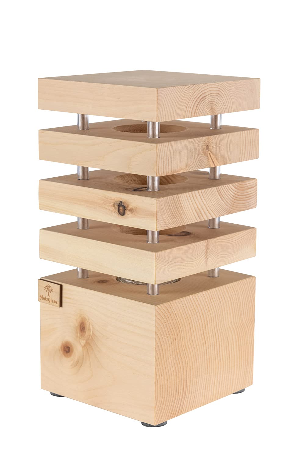 LED lamp 12.5 x 12.5 x 26 cm - Wooden bedroom lamp - Handcrafted in Austria