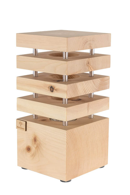 LED lamp 12.5 x 12.5 x 26 cm - Wooden bedroom lamp - Handcrafted in Austria