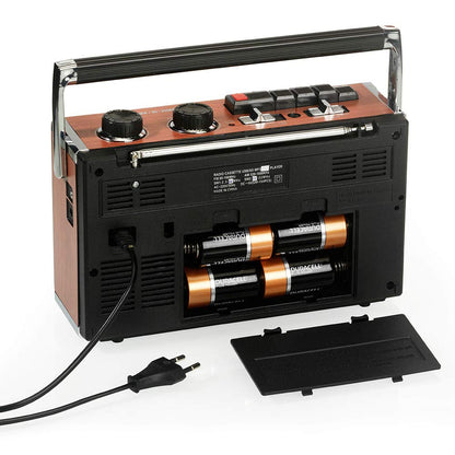 Ricatech PR85-80s cassette recorder, AM/FM/SW radio, USB, SD card slot, built-in microphone, auto stop, portable, 1x8 watt built-in speakers, headphone jack.