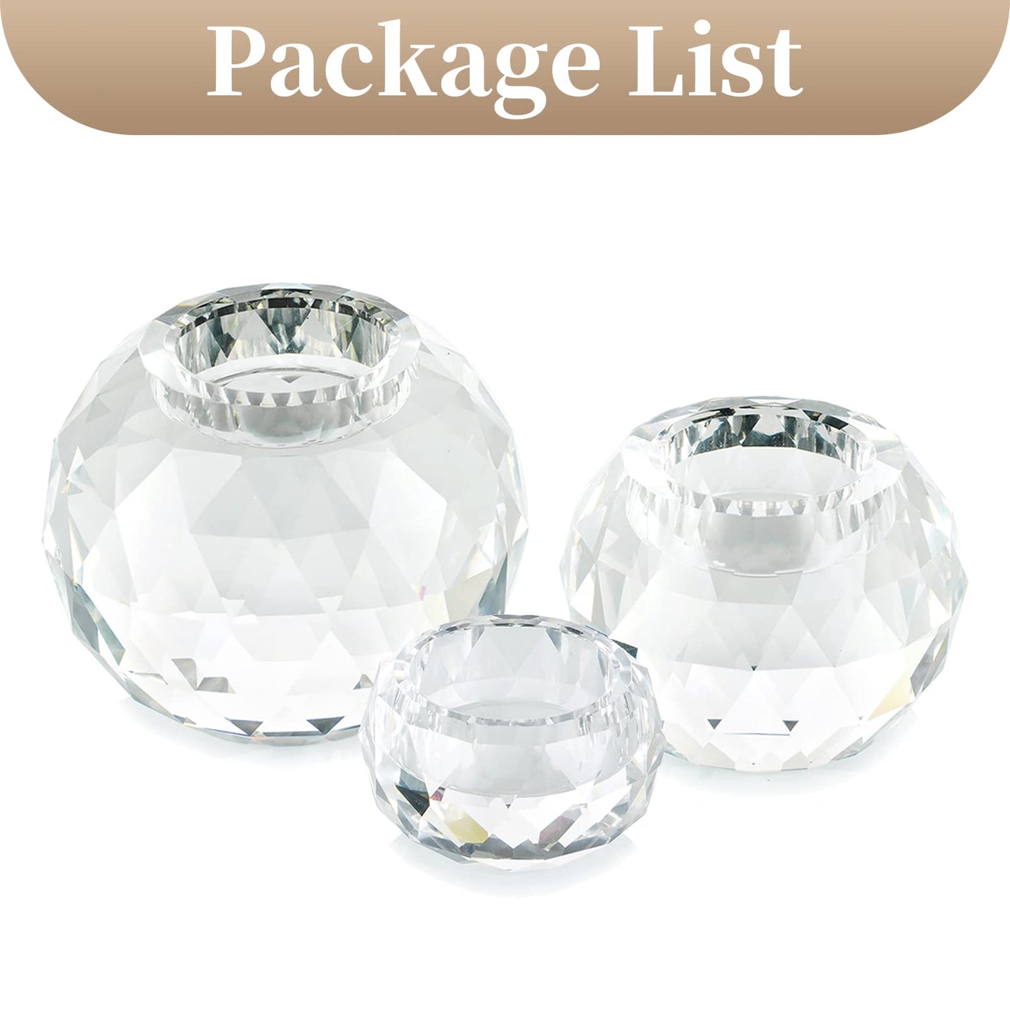 Sziqiqi Crystal Ball Tealight Holder 3 Set, Clear Glass Candle Holder for Tea Lights Candle Stand for Living Room Dining Table Decor Wedding Gift Birthday Party Meditation