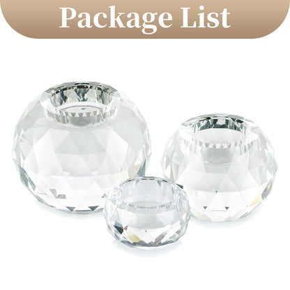 Sziqiqi Crystal Ball Tealight Holder 3 Set, Clear Glass Candle Holder for Tea Lights Candle Stand for Living Room Dining Table Decor Wedding Gift Birthday Party Meditation