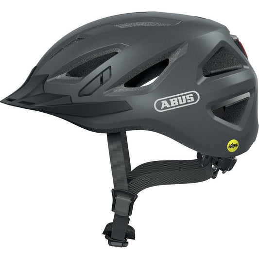 ABUS Urban-I 3.0 MIPS city helmet with rear light, visor, and magnetic closure for urban cycling - for men and women - Grey Matte, L, L (56-61 cm)