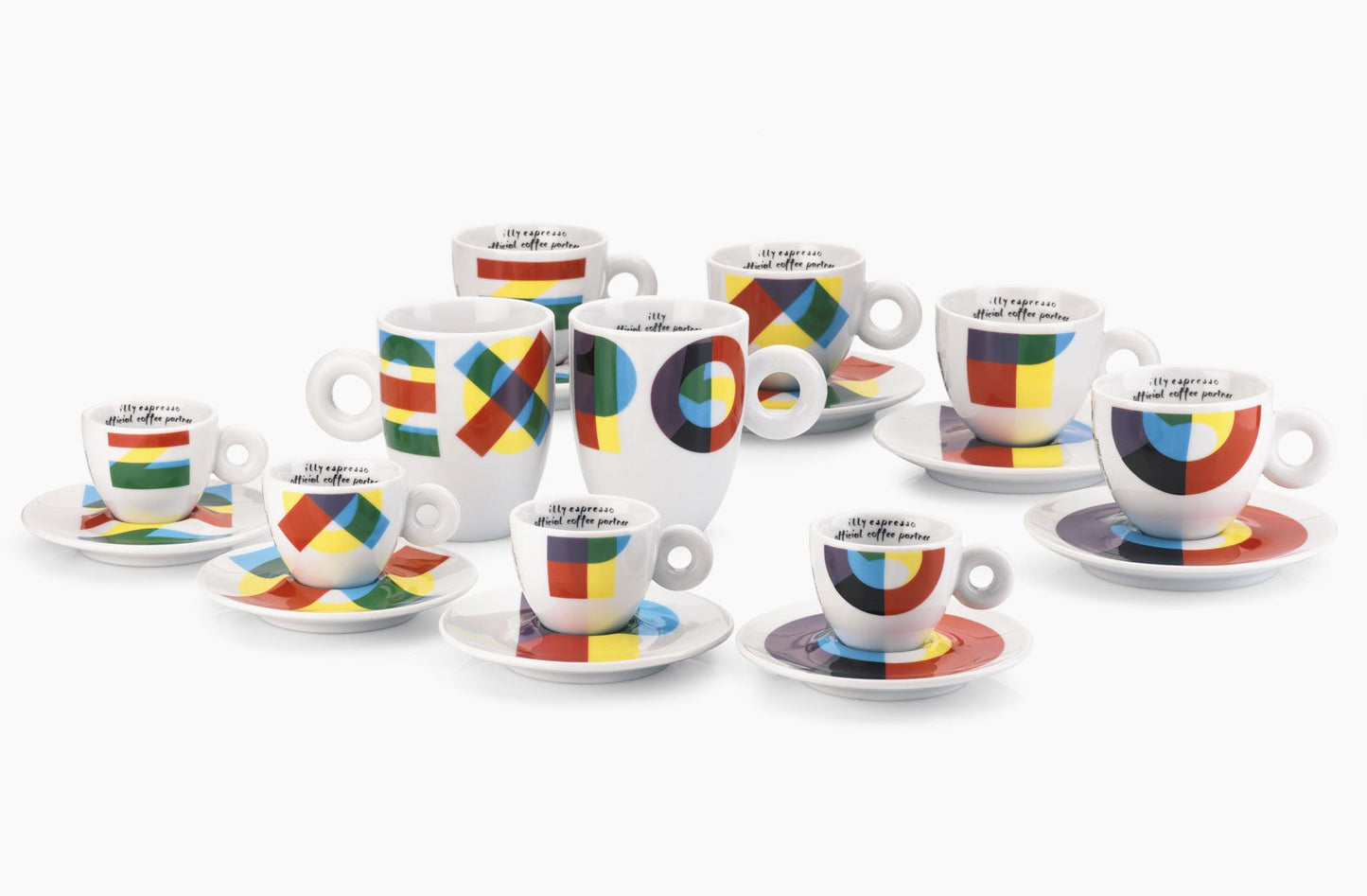 Illy espresso cups Cappuccino Decorate Expo Milano 2015, ceramic, multicolor, set of 4