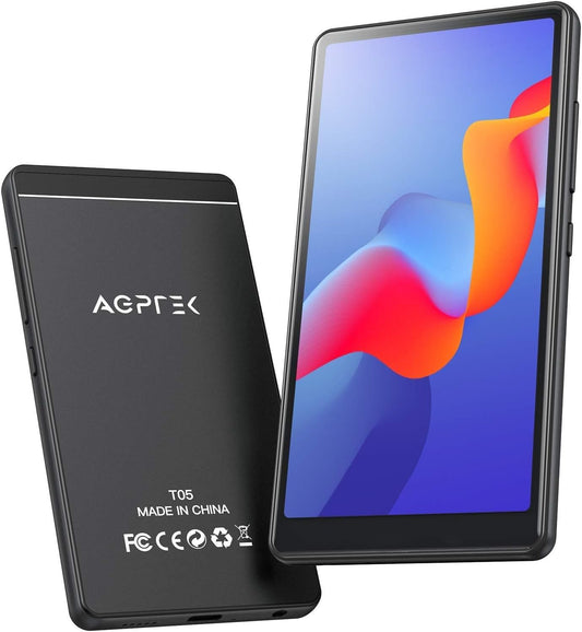 AGPTEK WiFi MP4 player with 4" touchscreen, 1000mAh battery, 1GB RAM, 8GB ROM, HD video player with Android 6.0 for FM radio, online features, etc. Music player with 32GB TF card, black.