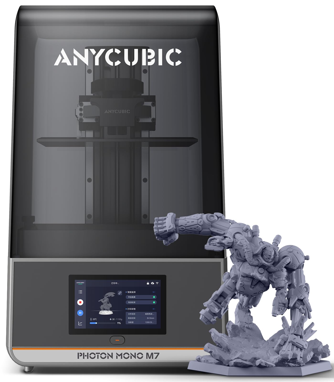 ANYCUBIC Photon Mono M7 14K 3D printer, 10.1-inch mono LCD with COB light source 3.0, 150 mm/h fast printing, intelligent error detection, leveling-free, print size 223x126x230 mm.