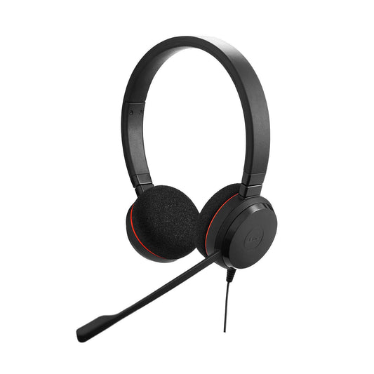 Jabra Evolve 20 UC Stereo Headset with Microphone - Unified Communications headphones for VoIP softphone with passive noise-cancelling - USB cable with call control - Black