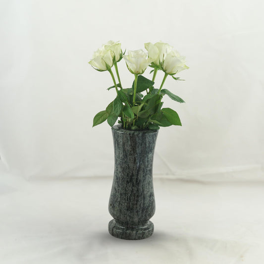 design graveside vase Waist-medium Orion in polished Orion, blue-gray-black-red-brown - 25x12 cm, slim-cylindrical, high-gloss polished