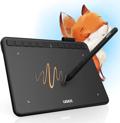 UGEE S640 graphic tablet for PC, digital drawing tablet with pen 8192 pressure sensitivity 10 express keys Pen tablet compatible with Windows Mac Linux Android