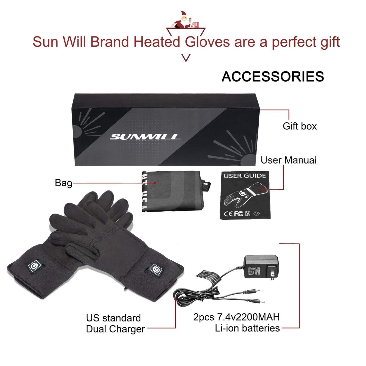 Electric heated gloves for men and women, rechargeable heated winter gloves for outdoor biking, motorcycling, skiing, snowboarding, and hunting.