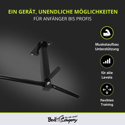 Bad Company pull-up bar for ceiling mounting, supports up to 350 kg - pull-up bar for ceiling with instructions and mounting material - for home or gym fitness - BCA-44