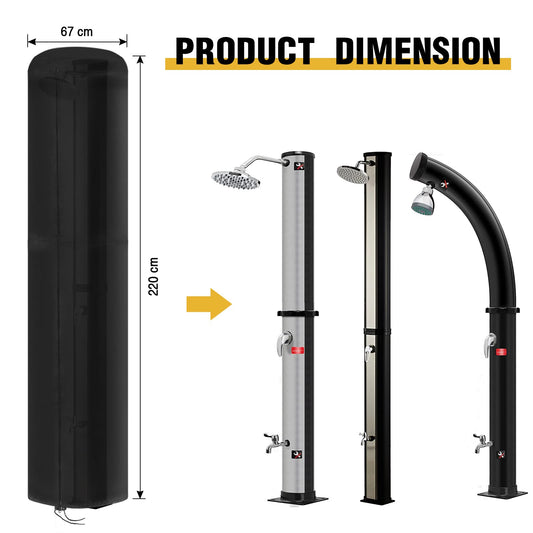 Fenghome cover for solar shower, waterproof and windproof garden shower cover for outdoor 420D shower with UV coating - Black (220x67cm)