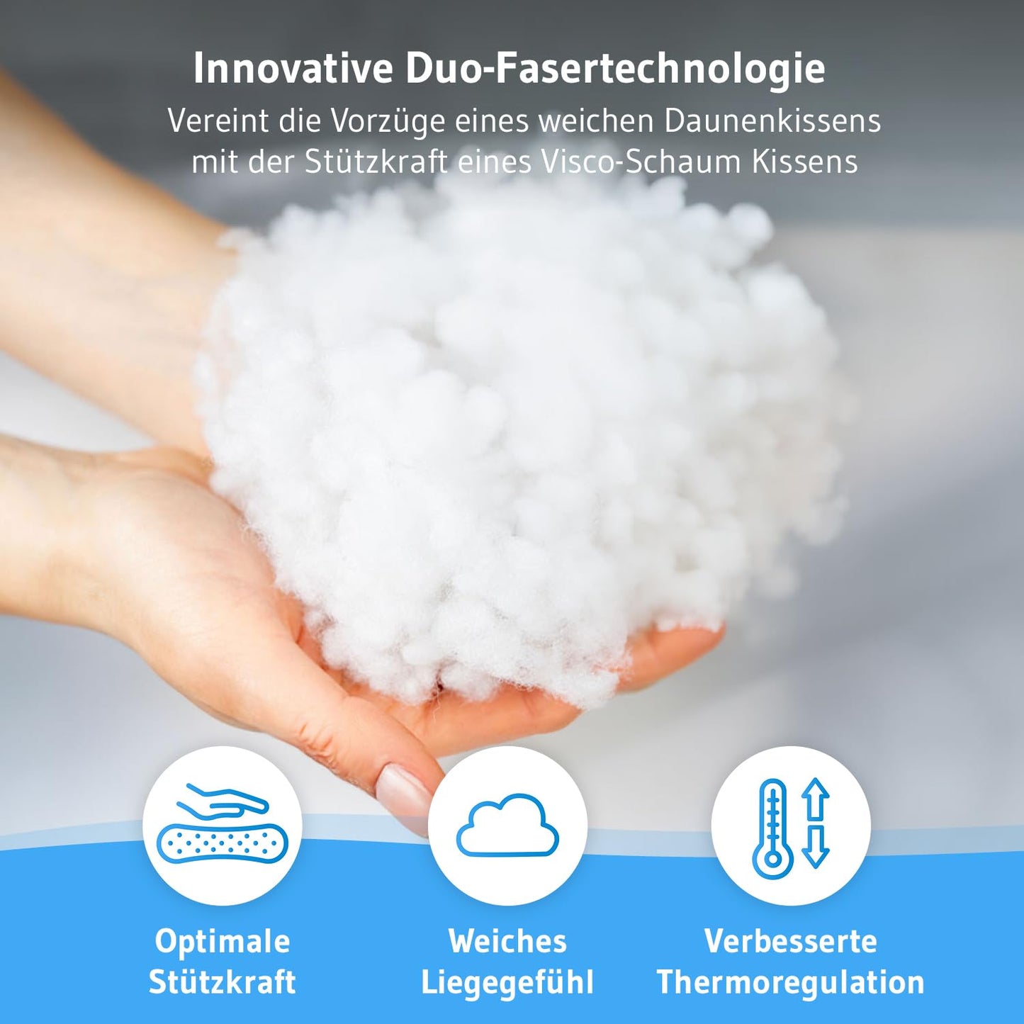Pillow 50x70 inSPIRO, premium pillow developed by sleep experts, ergonomic pillow for side sleepers, back sleepers, stomach sleepers, ideal HWS neck pillow, pillow made in EU.