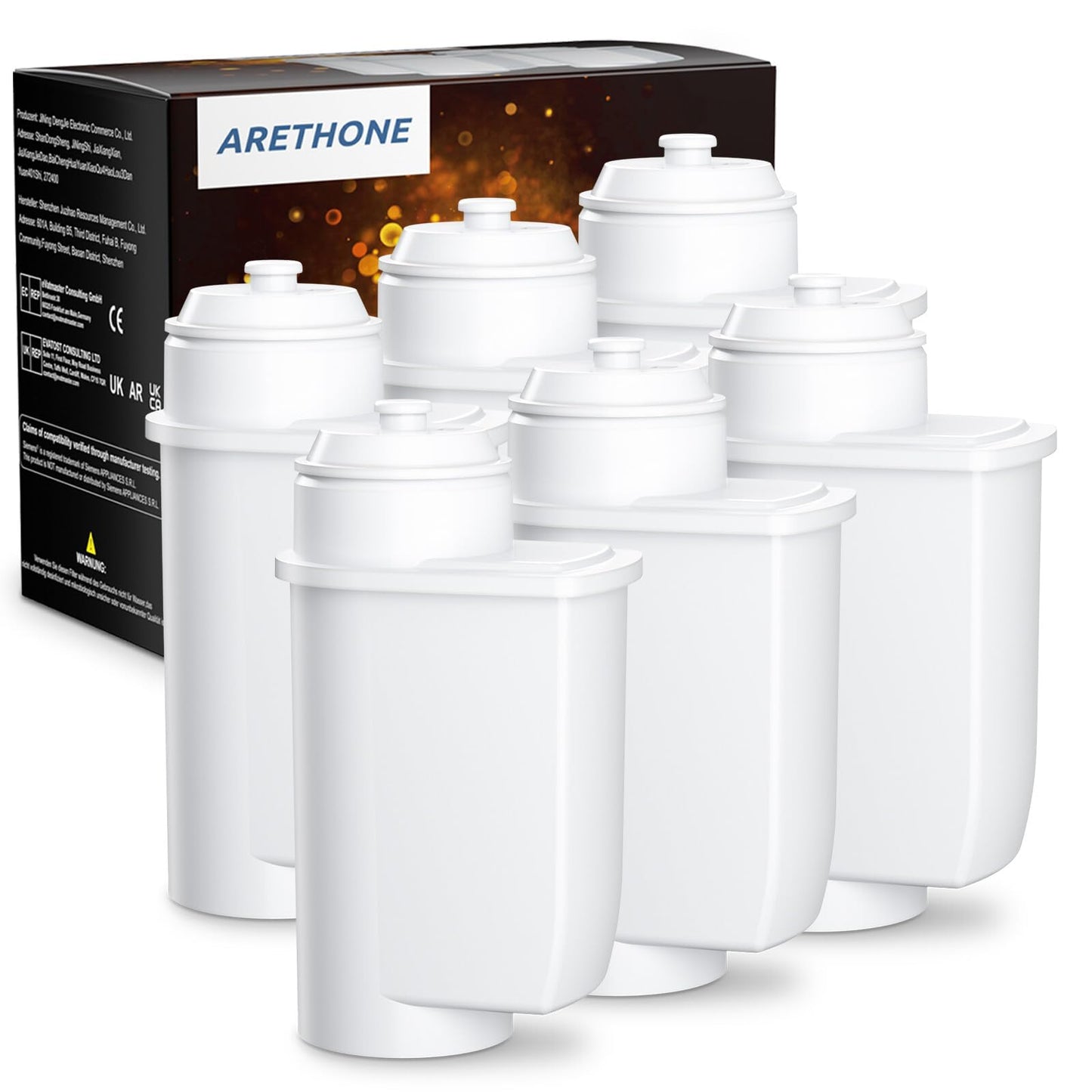 ARETHONE water filter for Siemens EQ Series, EQ5, EQ6, EQ9, EQ500, S700, water filter for Siemens 3200, Bosch TCZ7003, TCZ7033, 467873 (6 pieces)