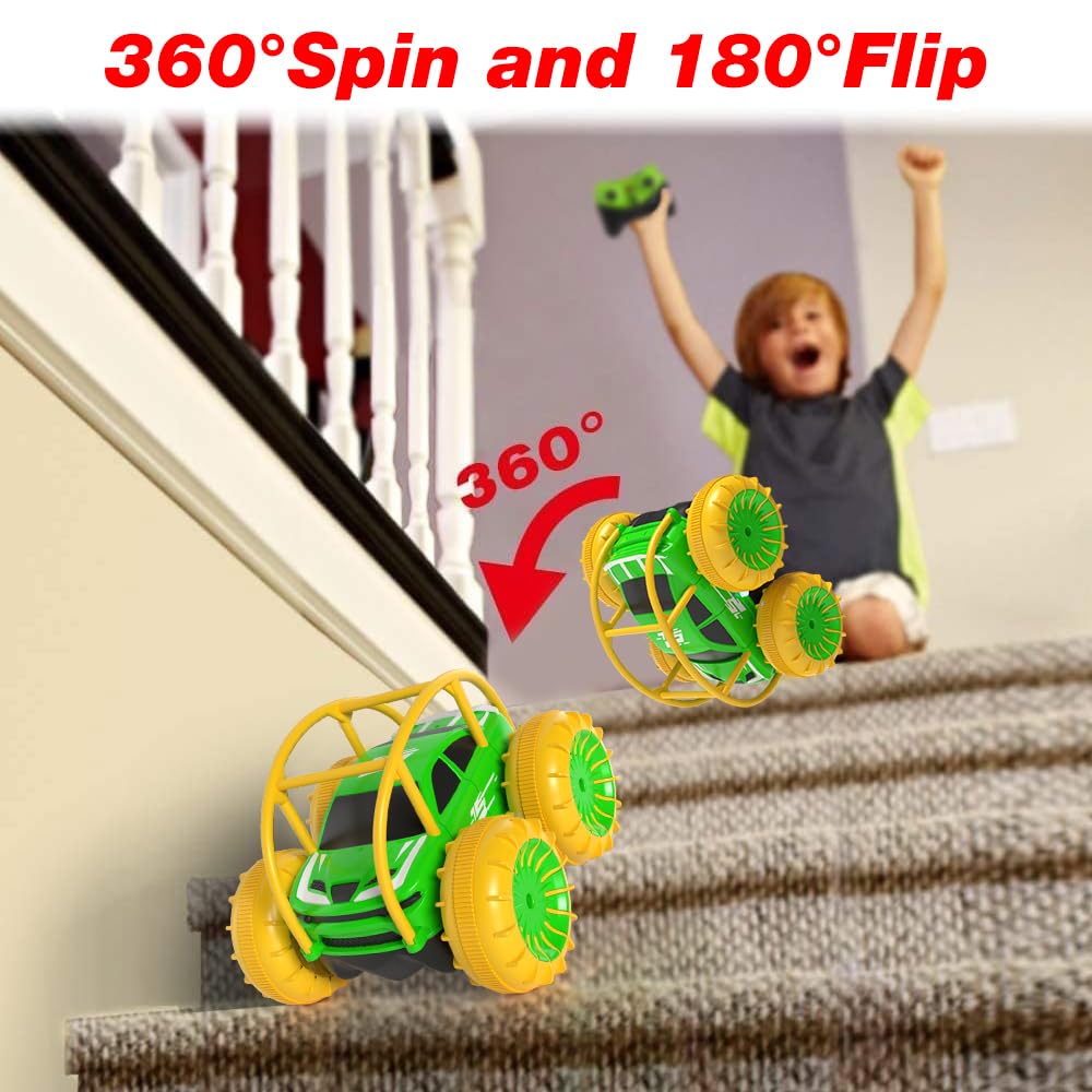 MaxTronic Direct Charge Remote Control Car, Stunt 360° Flips Rotatable Kids 3+, Waterproof RC Monster Truck Offroad Pool Beach Toy, Cool Lights, Gift for Girls Boys