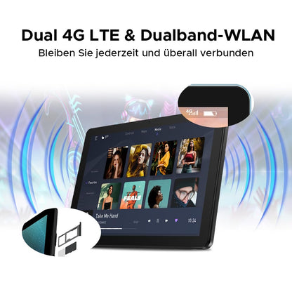 DOOGEE T10W Android 15 tablet 10 inches 16GB RAM +128GB ROM (2TB TF) 2025 Latest tablet with SIM card slot, 8000mAh gaming tablets Android 4G LTE/5G WiFi, dual camera, BT5.0/ OTG/Face ID/USB Type C.
