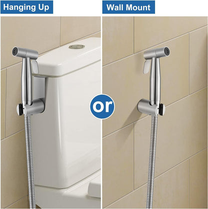 Bidet Handheld Sprayer Set, Premium Stainless Steel Brushed Bidet Handheld Sprayer, Bidet Sprayer for Shower Bathroom Hygiene Toilet Paper Diaper Cleaning, with G1/2" Valve and a G3/8" Adapter.