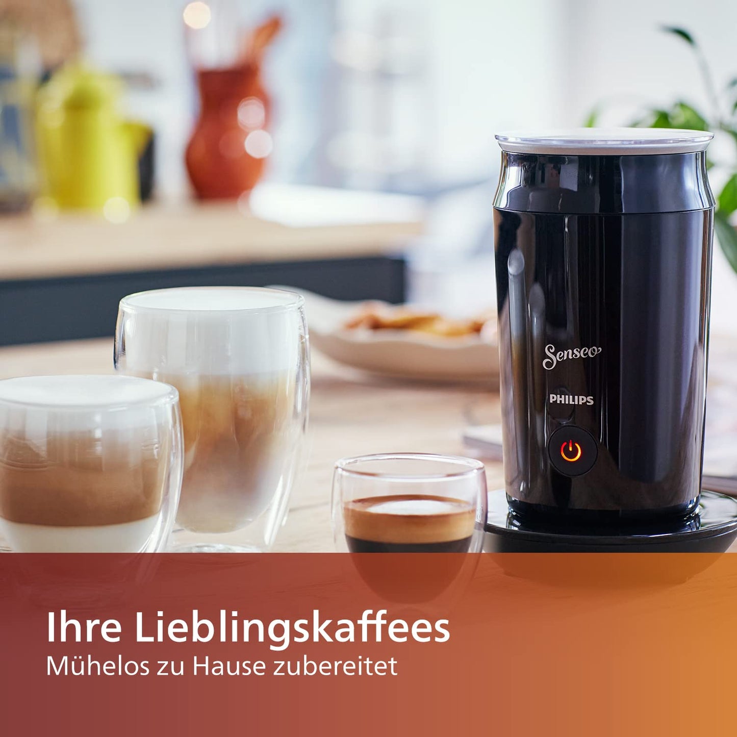 Philips SENSEO® Milk Twister - Milk frother for hot and cold milk frothing for 2 cappuccinos, non-stick coating, 500 watts, 0.12 liters, 15.1 x 15.1 x 21.7 cm, black.