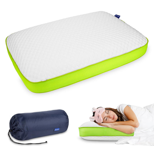 Rescien Memory Foam Neck Support Pillow 55 X 35cm with Carrying Bag, Orthopedic Pillow for Restful Sleep, Adjustable Height Side Sleeper Pillow, Ergonomic Head Pillow.