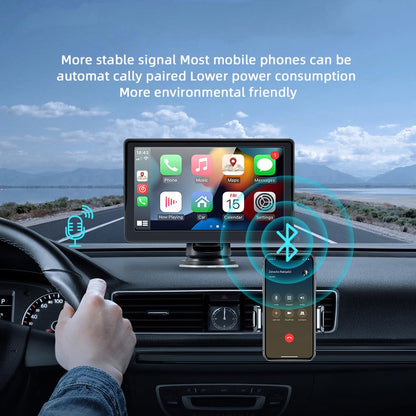 Sunweyer Wireless Carplay & Android Auto Screen, portable car radio, 7-inch IPS touchscreen display, supports 1080p backup camera & Bluetooth/AUX/FM transmitter.