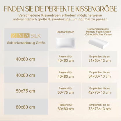 ZIMASILK 100% silk pillowcase for hair and skin. Double-sided 19 Momme Pure Mulberry Silk Pillow cover with zipper, 1 piece. (40x80 cm, Beige)