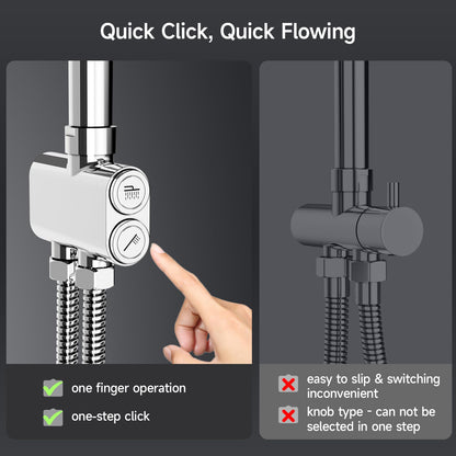 Rainsworth rain shower without fittings Chrome, 25 cm round rain shower and 3 spray modes shower head, shower system, shower column shower set for shower