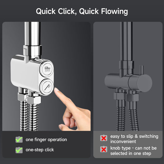 Rainsworth rain shower without fittings Chrome, 25 cm round rain shower and 3 spray modes shower head, shower system, shower column shower set for shower