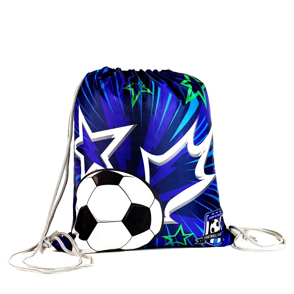 Football school bag ergonomic + anatomical school backpack | with reflectors satchel | elementary school | VERY LIGHT | 5-piece set | including gym bag, pencil case, lunch box, water bottle