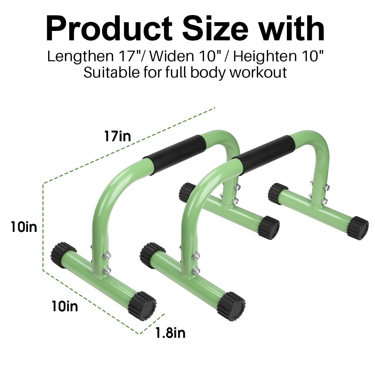 KingMile Parallettes, Handstand Bars, Large Push Up & Dip Bars, Non-Slip Push Up Handles, Calisthenics Equipment for Indoor & Outdoor, Suitable for Home Fitness & Push Ups (Green)
